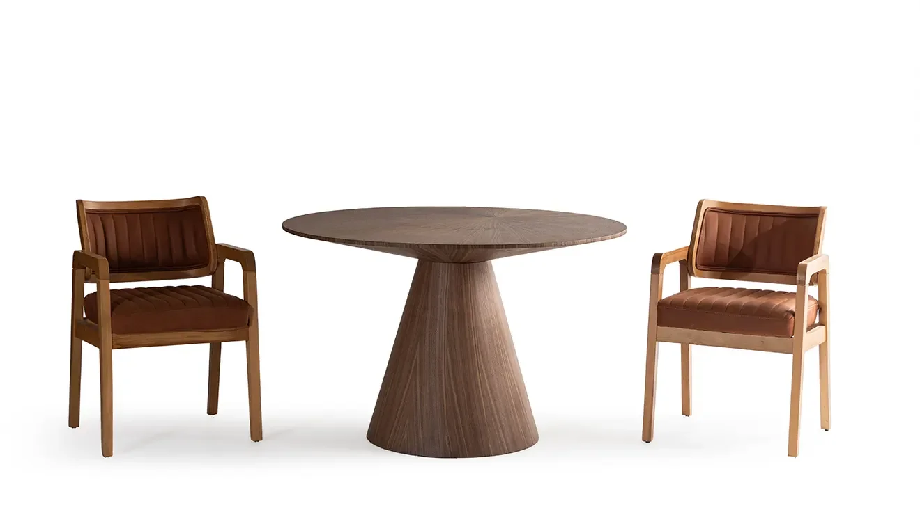 Prag Yuvarlak Ceviz Masa