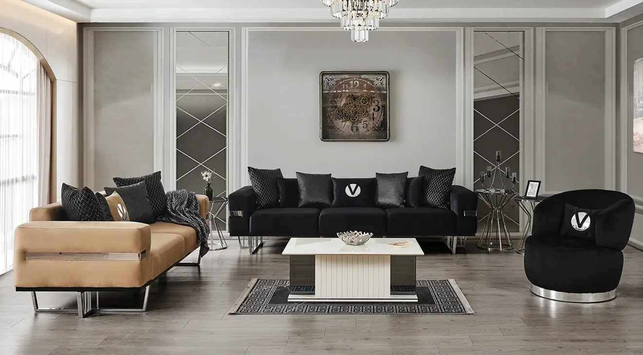 Premier Gümüş Metal Ayaklı Koltuk Takımı