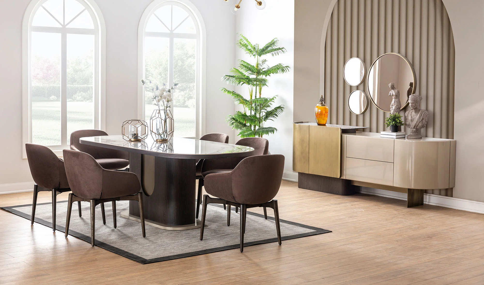 Konsol + Yemek masası + 6 sandalye