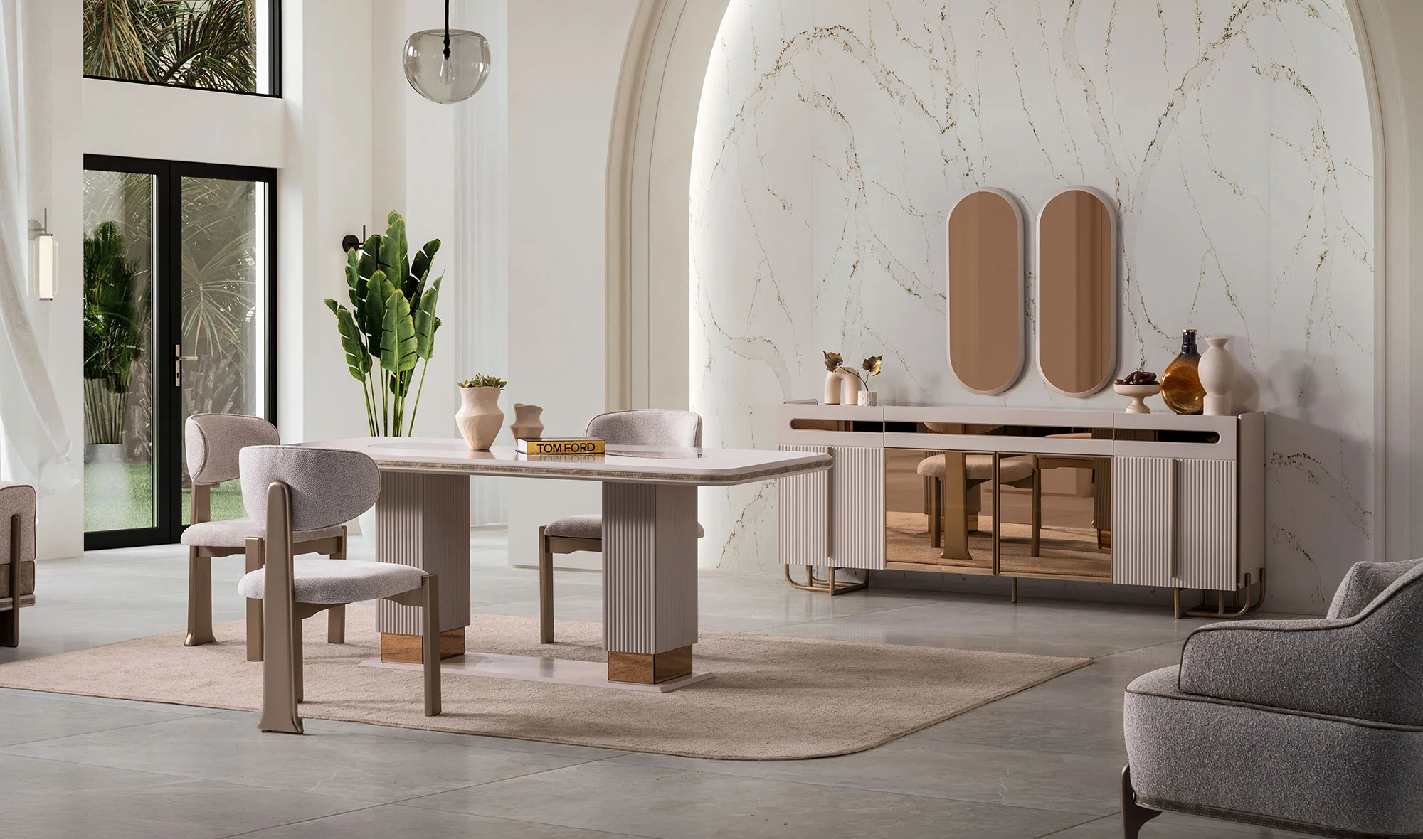 Konsol + Yemek masası + 6 sandalye