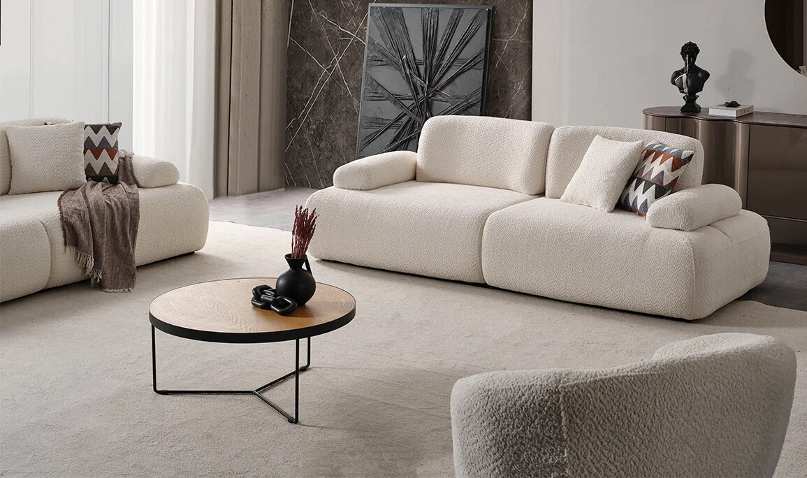 Puffy Weißes Dreisitzer-Sofa