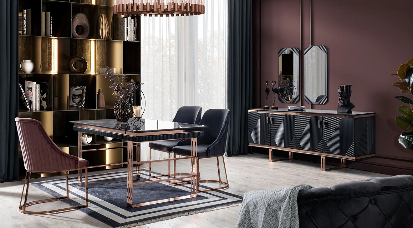 Quatro Q1 Antrasit Yemek Odası Takımı