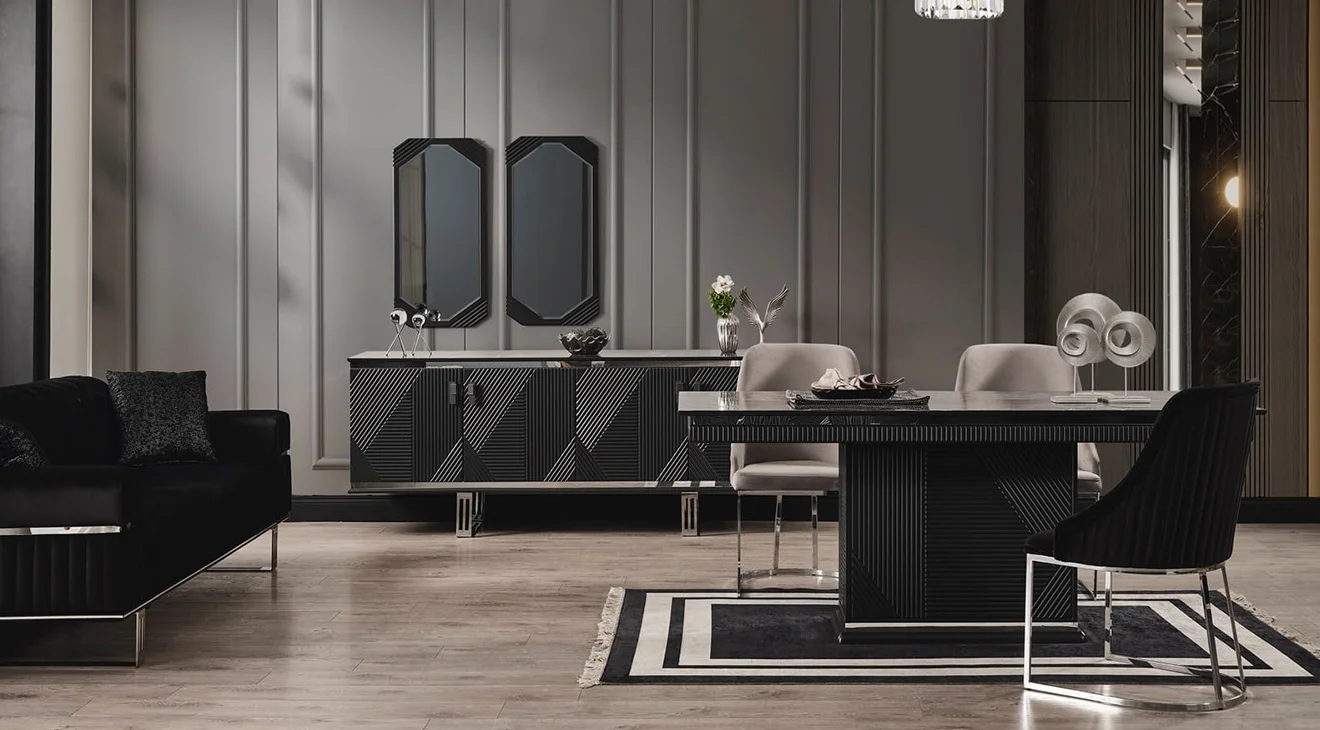 Quatro Q3 Antrasit Yemek Odası Takımı