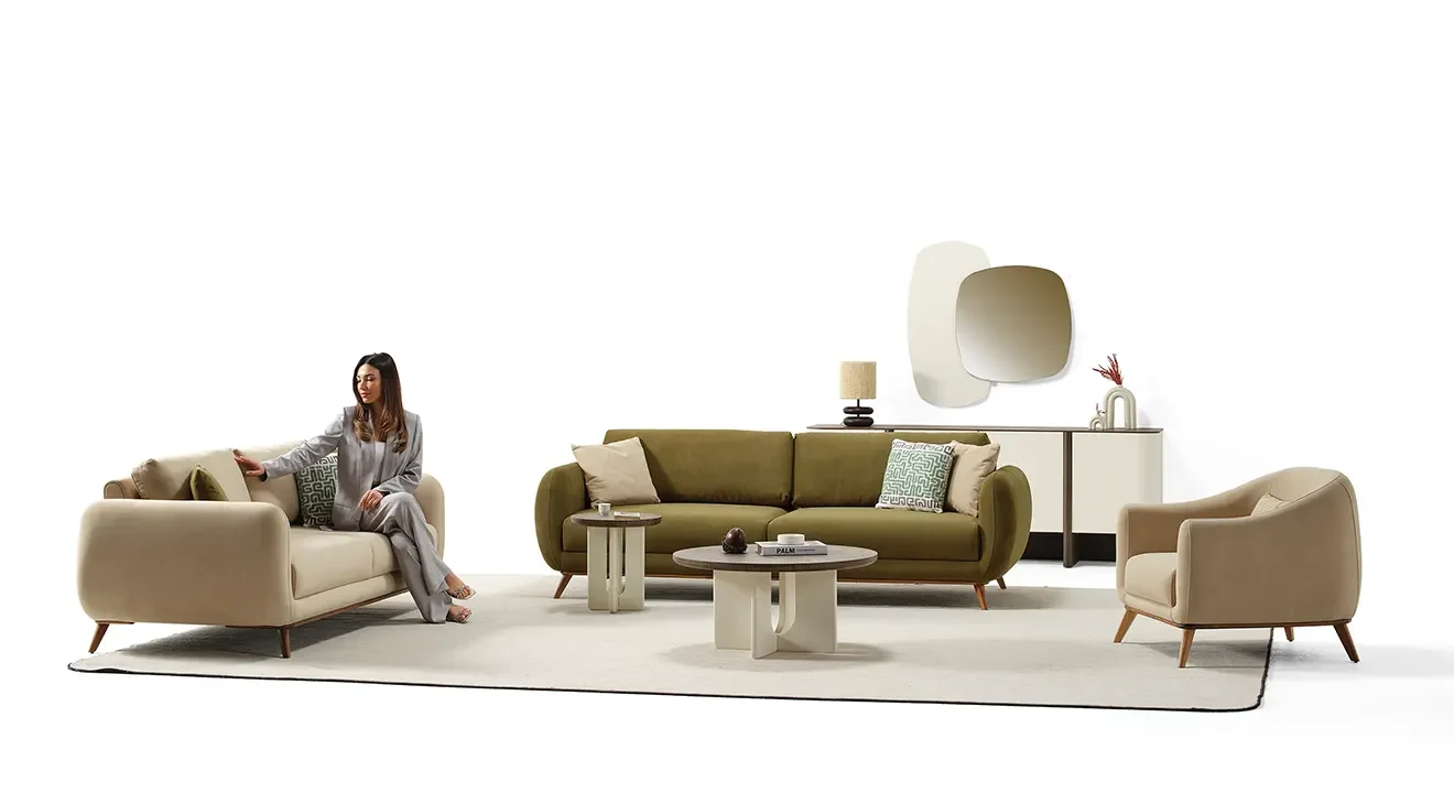 Relax Ahşap Ayaklı Koltuk Takımı