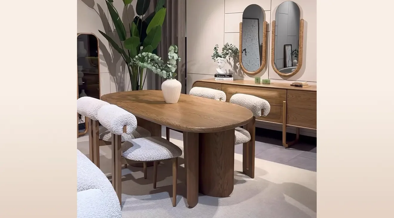 Retro Ceviz Yemek Odası Takımı