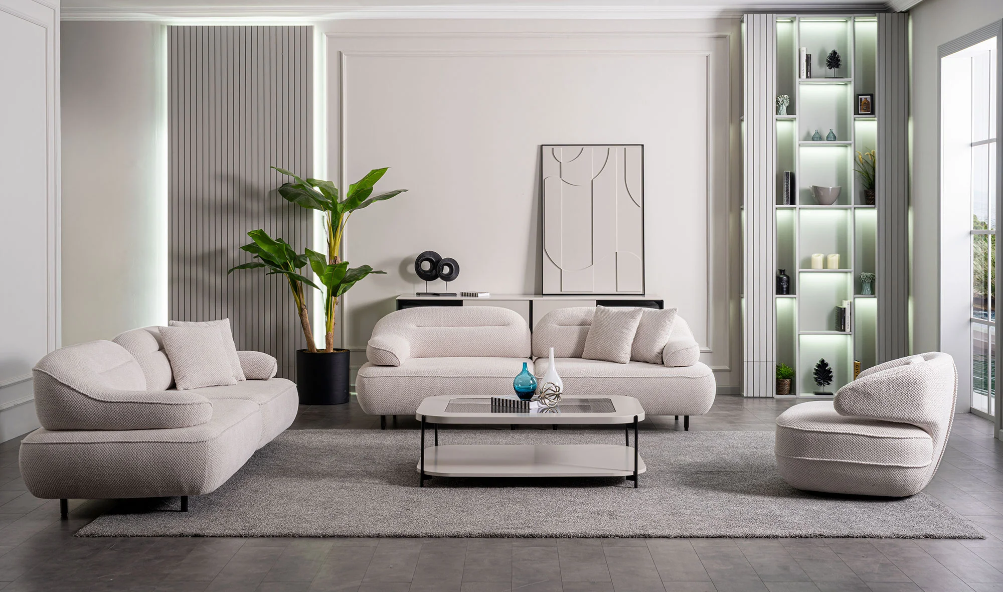 İki Üçlü Koltuk (yataklı) + Bir Tekli Koltuk