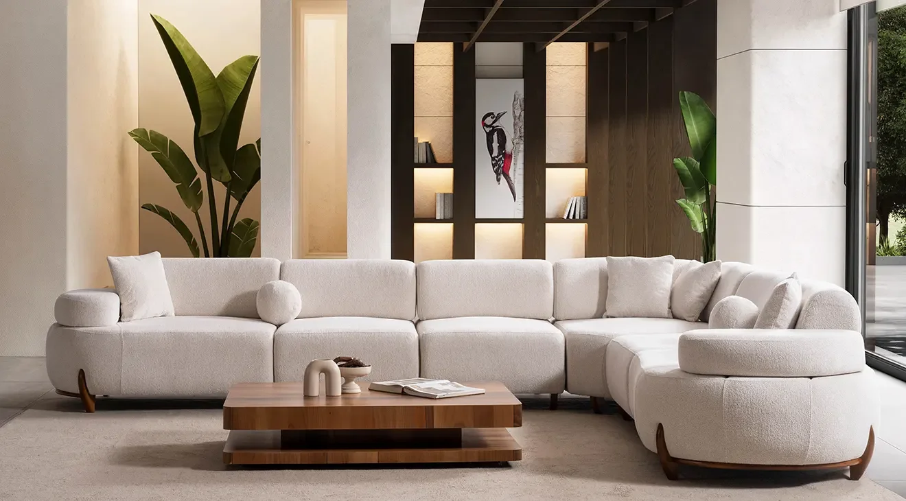 Rio Ahşap Ayaklı Köşe Koltuk Takımı