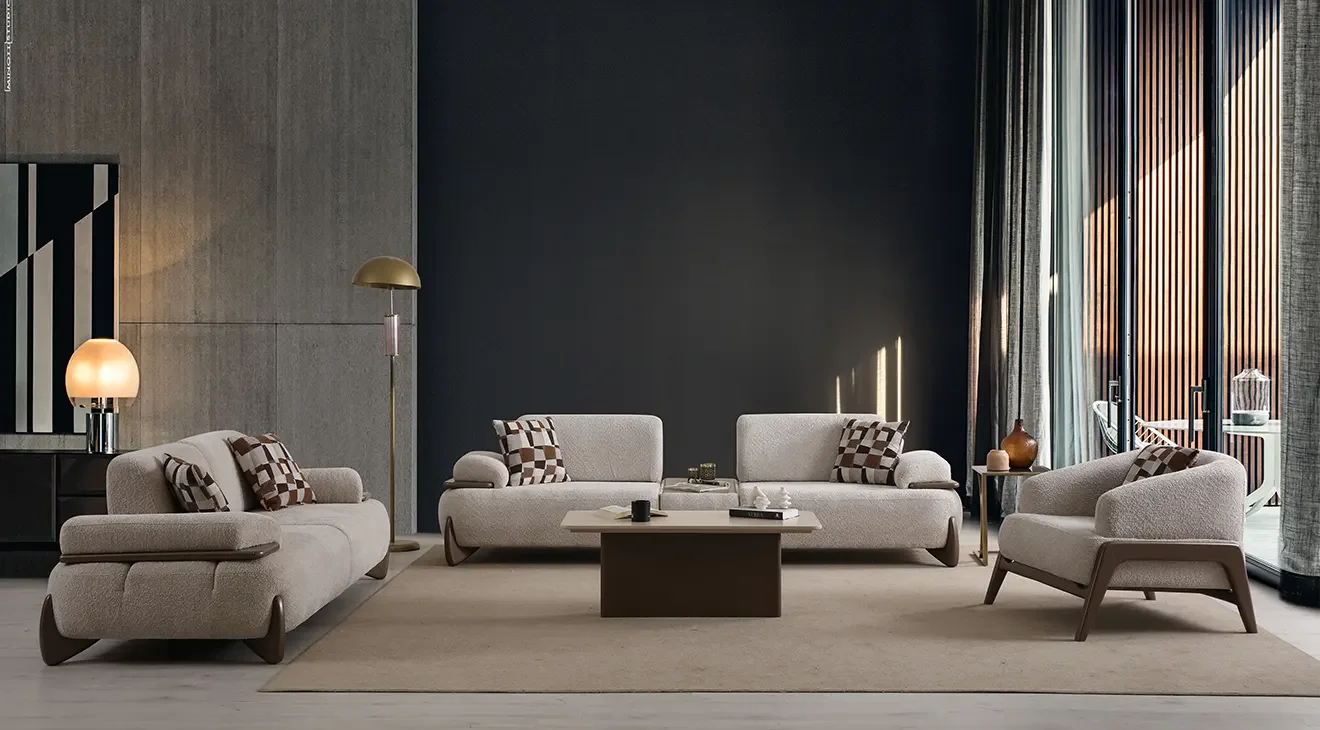 Rocco Ahşap Ayaklı Yataklı Koltuk Takımı