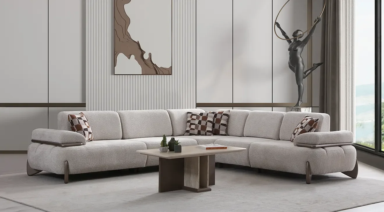 Rocco Ahşap Ayaklı Yataklı Köşe Koltuk Takımı