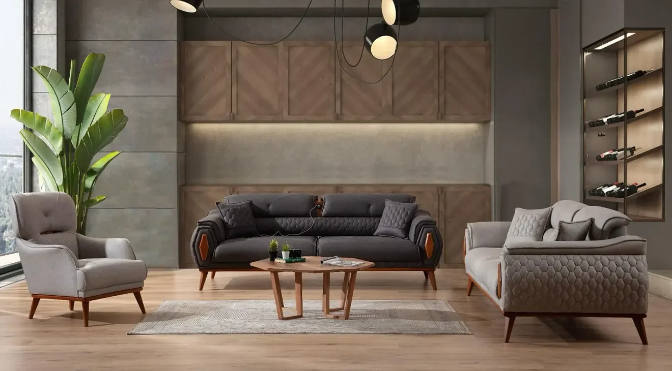 Roma Ahşap Ayaklı Koltuk Takımı