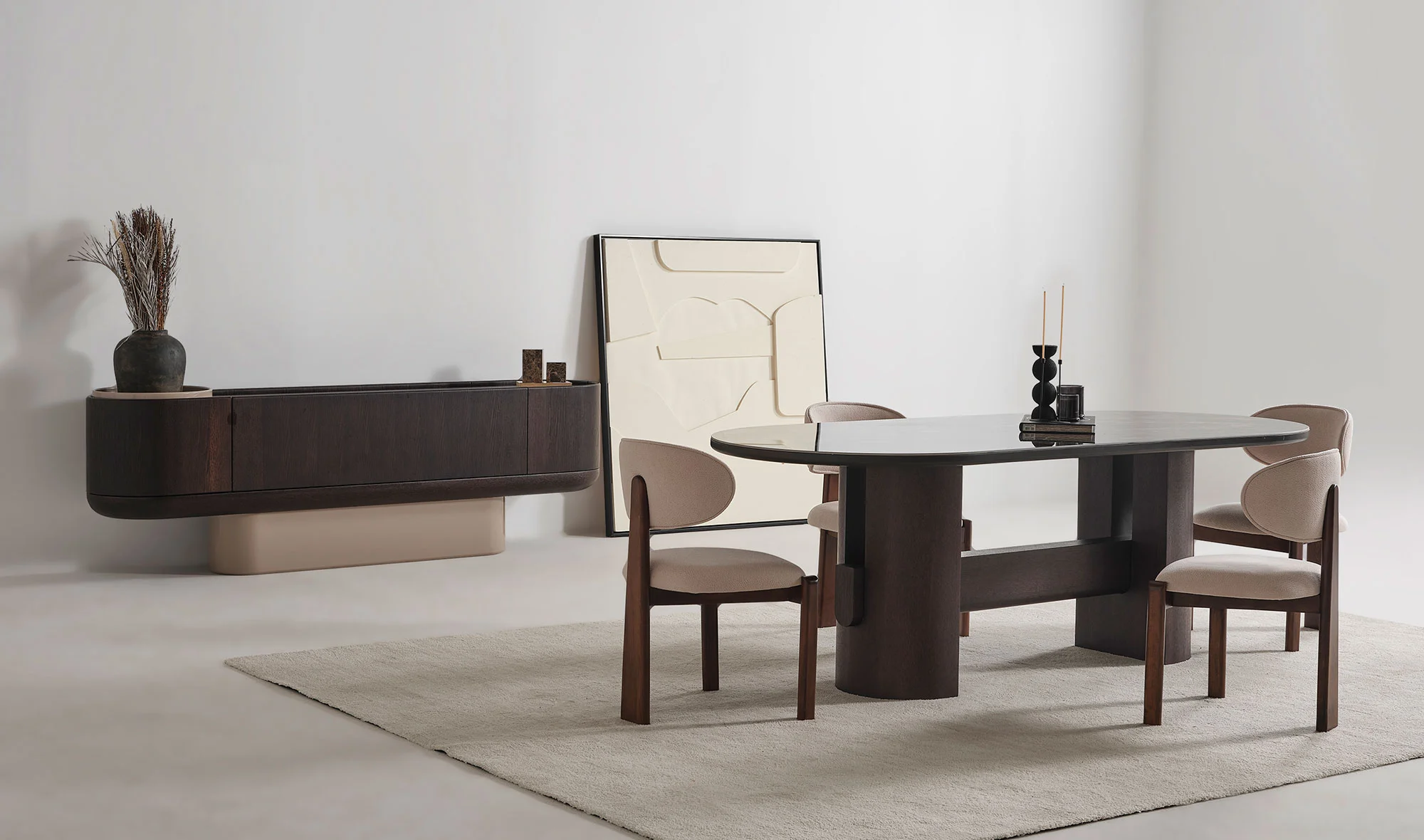 Konsol + Yemek masası + 6 sandalye