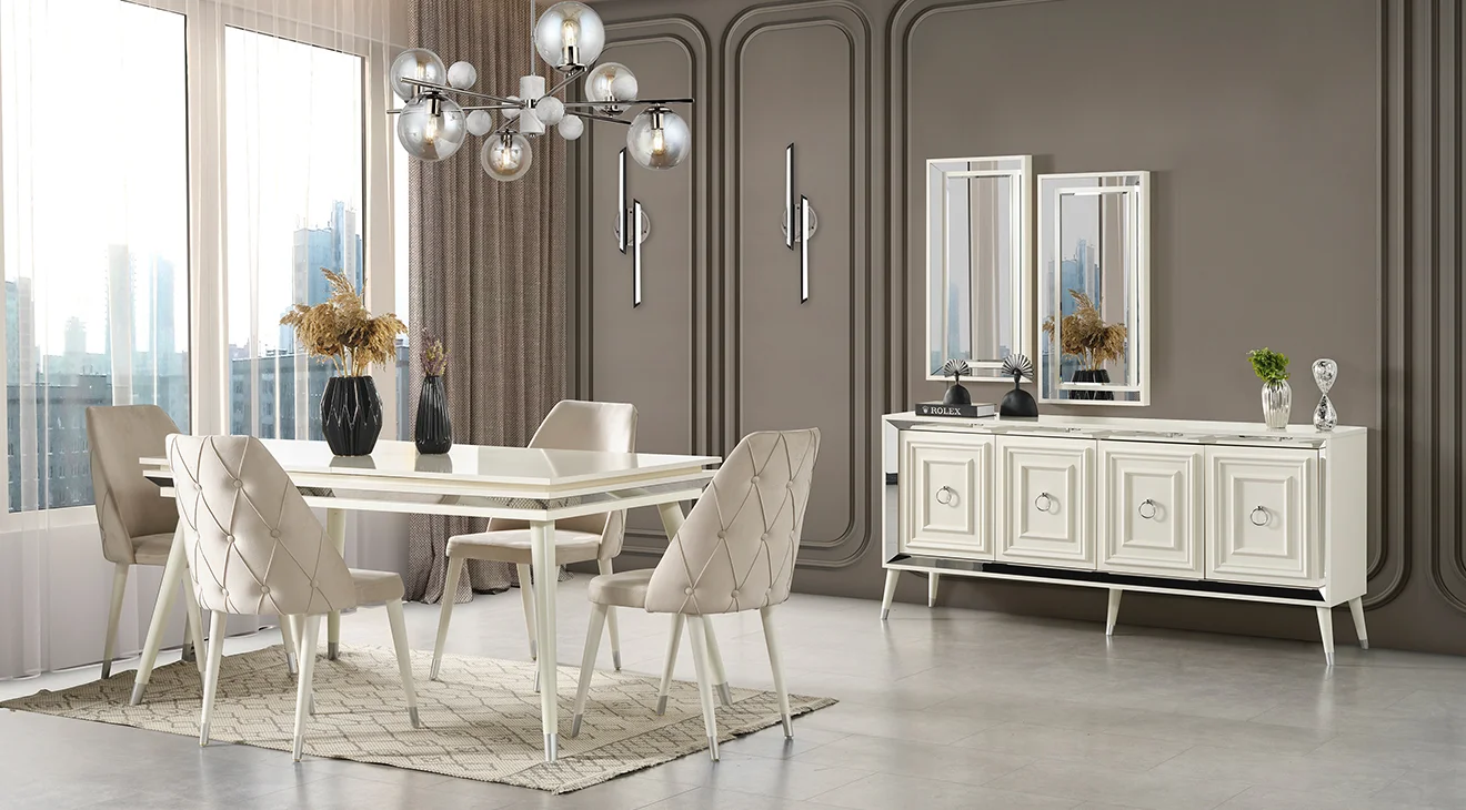 Rosa Ahşap Ayaklı Yemek Odası Takımı