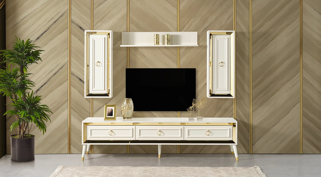 Rosa Aytaşı Ahşap Ayaklı Tv Ünitesi