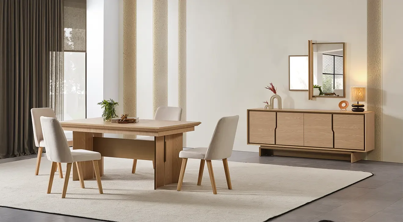 Rota Ahşap Ayaklı Yemek Odası Takımı