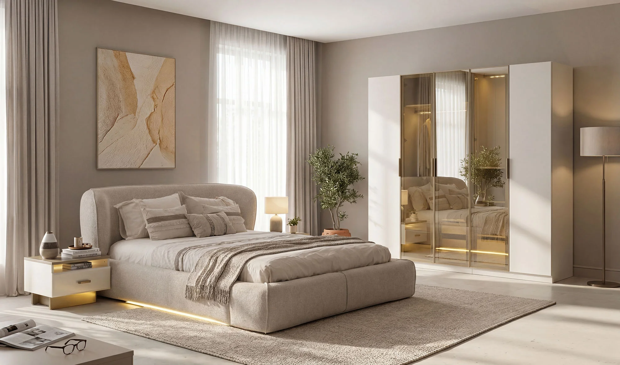 Rozetta Bazalı Yatak Odası - 5 Kapaklı