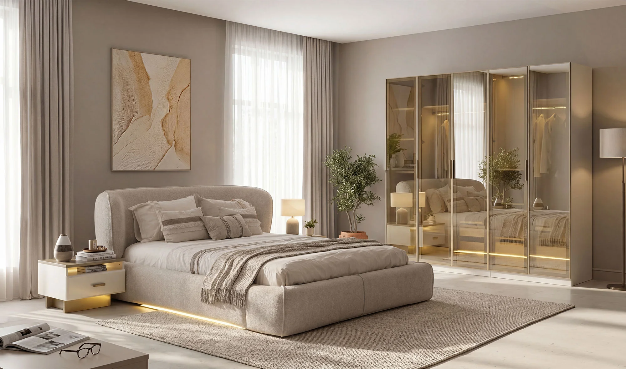 Rozetta Bazalı Yatak Odası - Cam Kapaklı