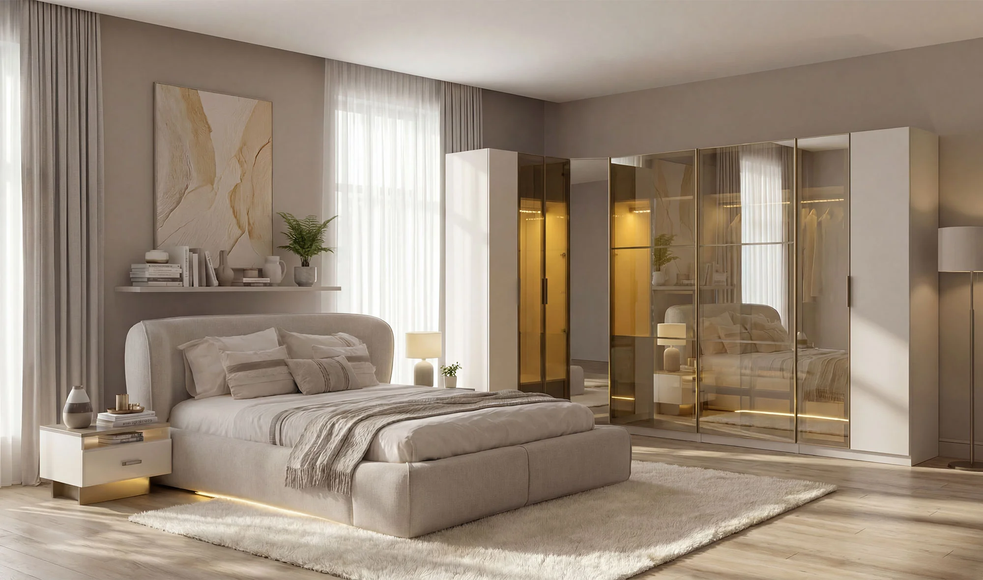 Köşe Dolap Takım + Karyola + Şifonyer + Komodin