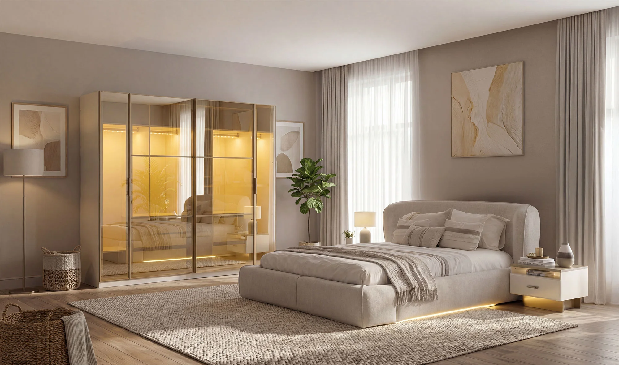 Rozetta Bazalı Yatak Odası - Sürgülü