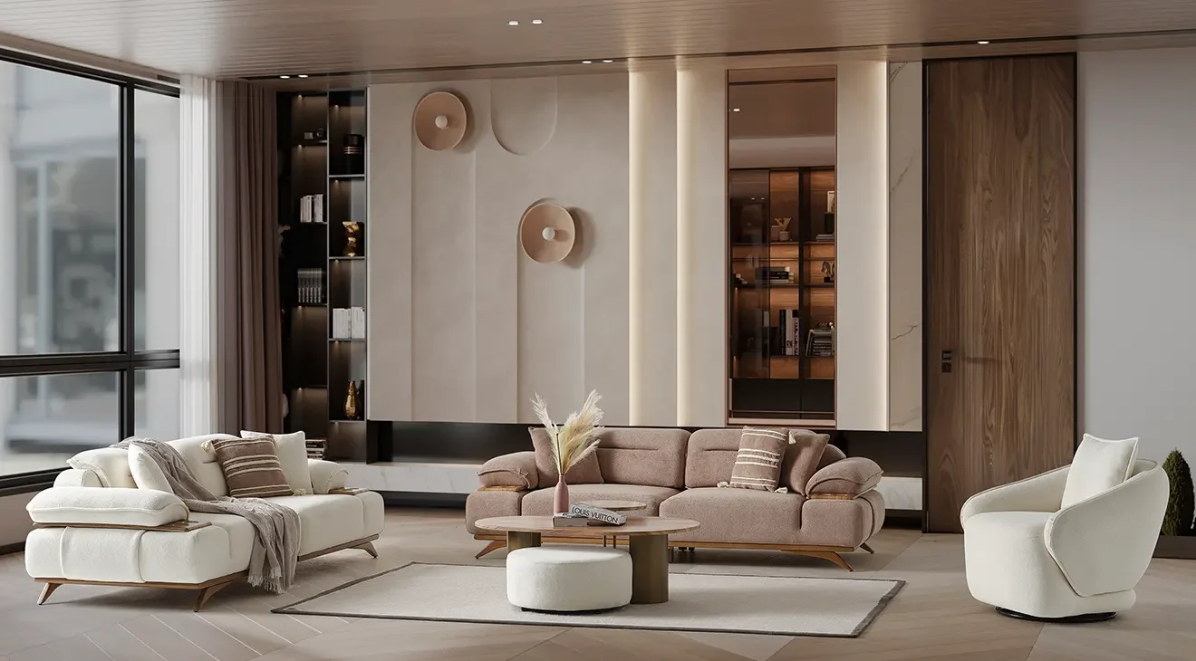 Safir Ahşap Ayaklı Koltuk Takımı