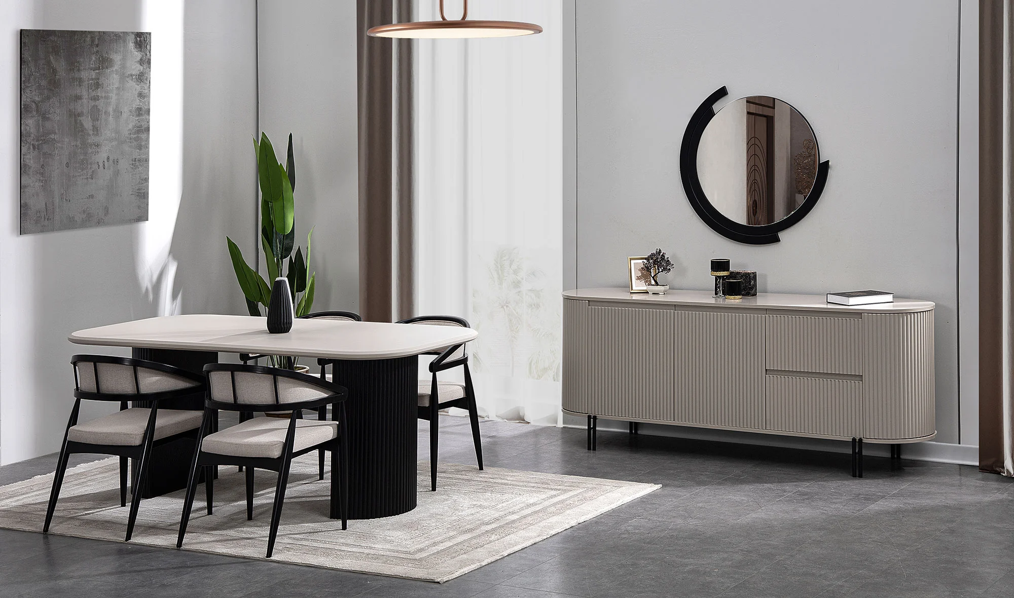 Konsol + Yemek masası + 6 sandalye