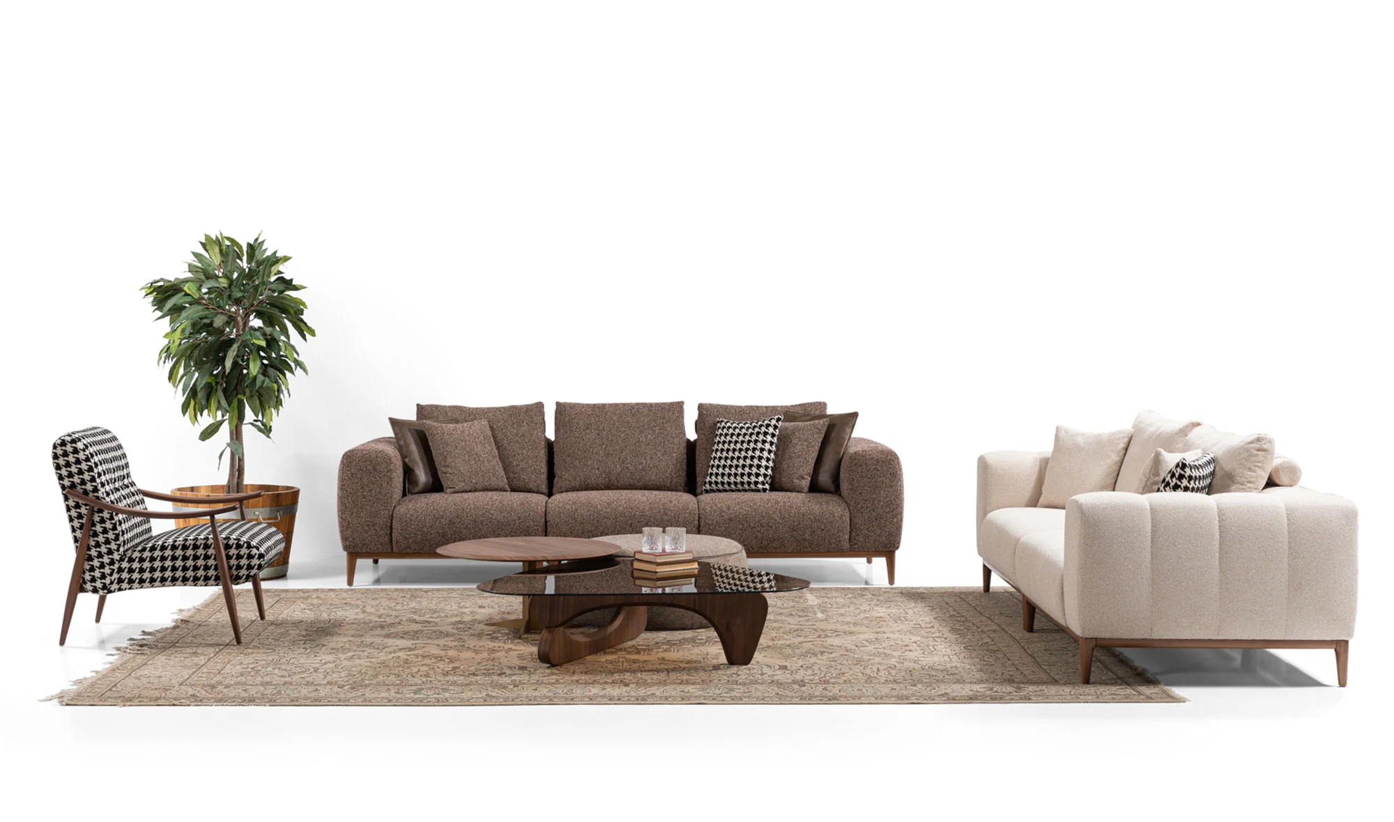 Selvare Koltuk Takımı - Krem Kahve