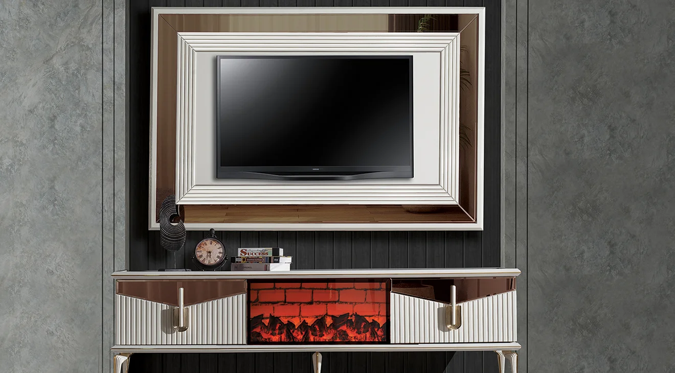 Side Şömineli Modern Tv Ünitesi