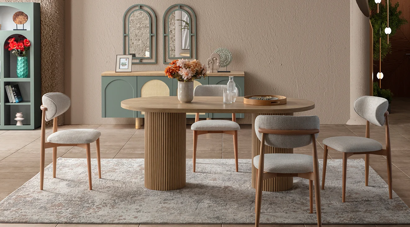 Siena Ahşap Ayaklı Modern Yemek Odası Takımı