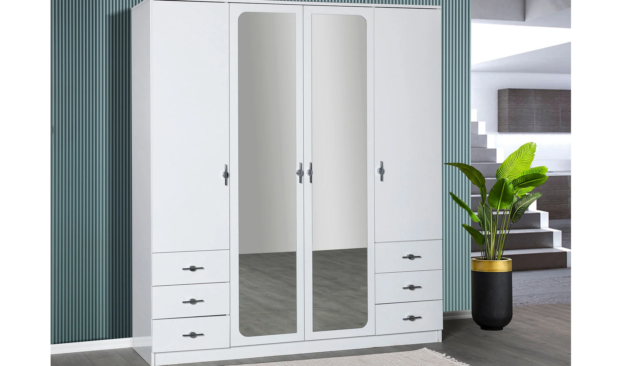 Siesta 4 Kapılı Gardrop - Beyaz