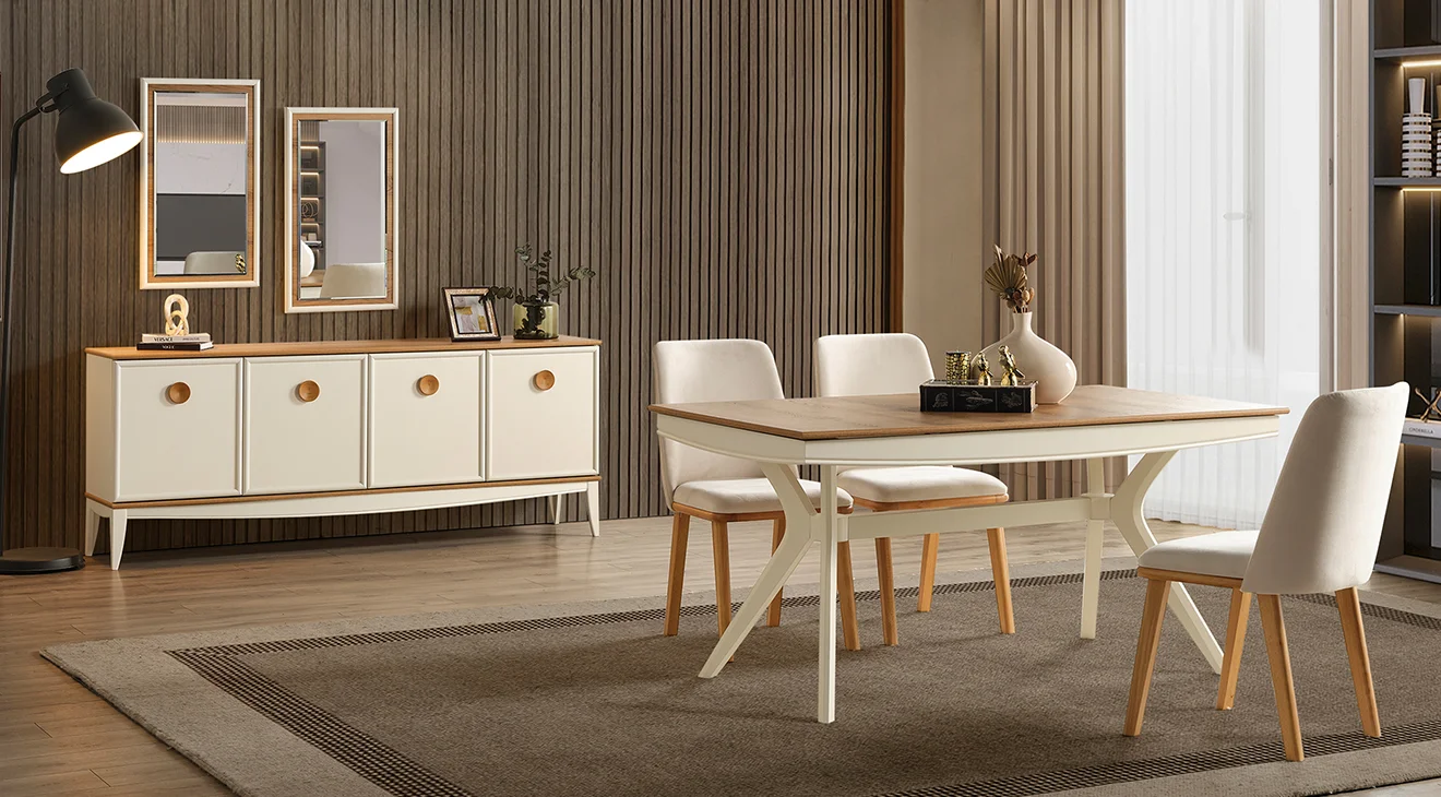 Silva Ahşap Ayaklı Yemek Odası Takımı