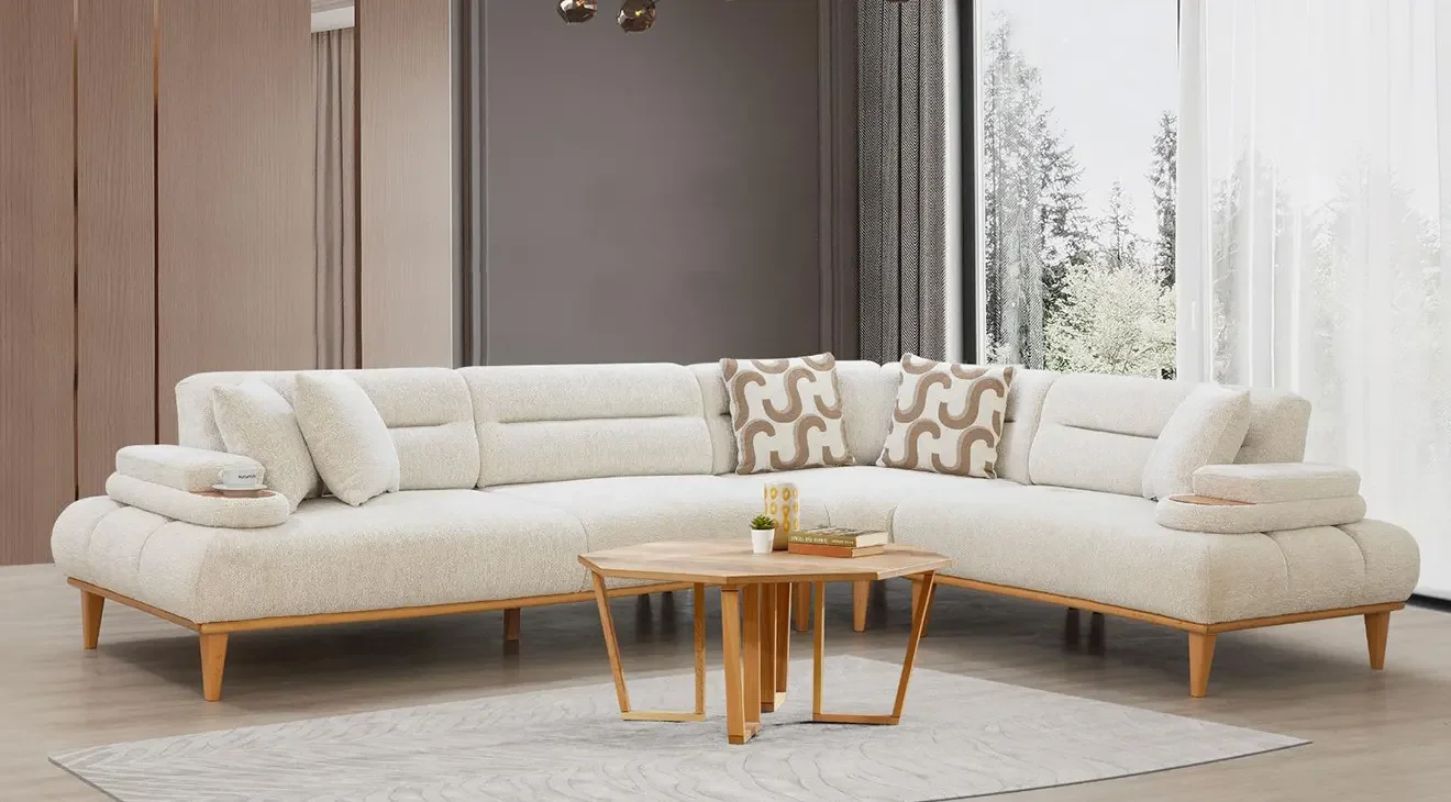 Sitella Ahşap Ayaklı Köşe Koltuk Takımı