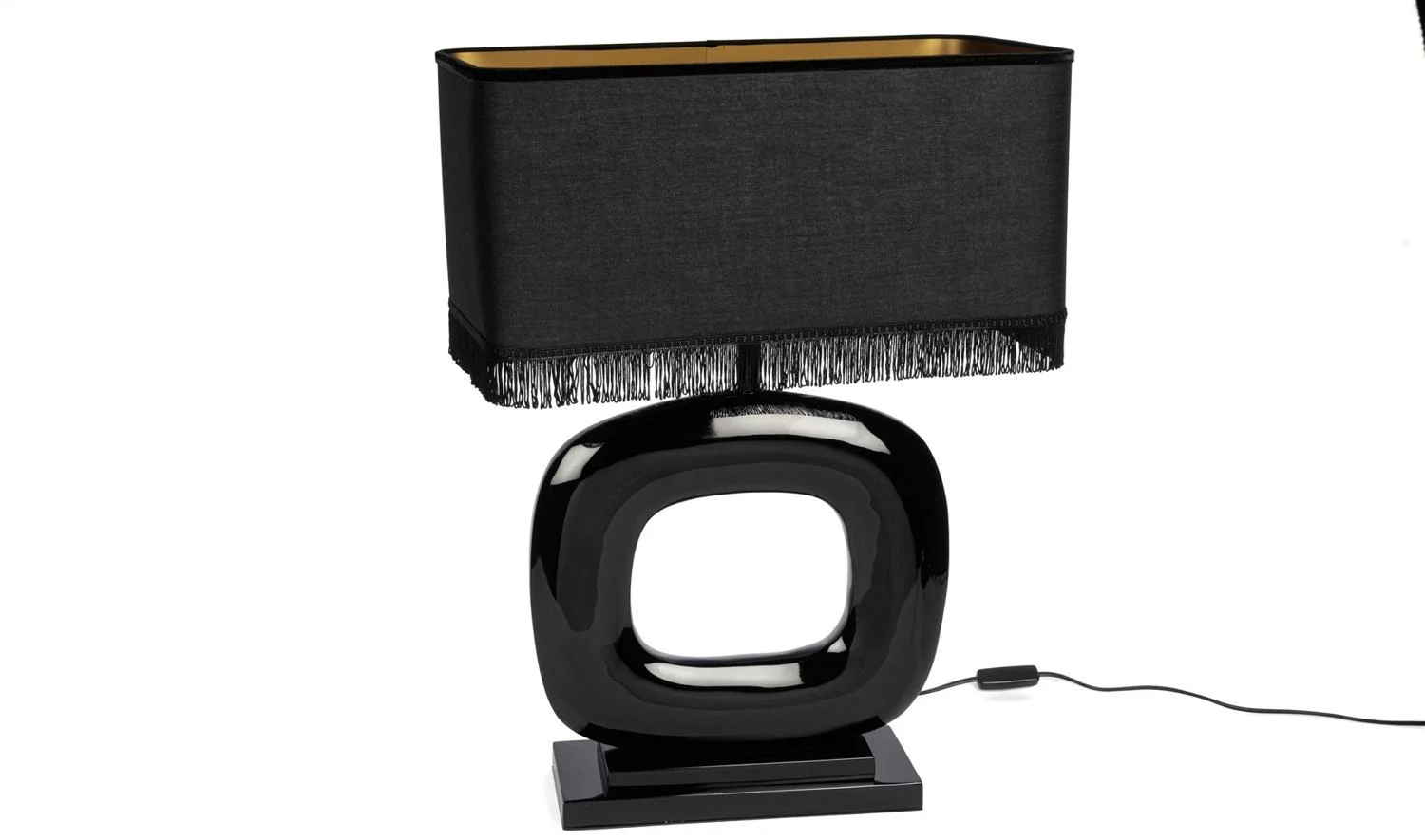 Siyah Kare Püsküllü Abajur