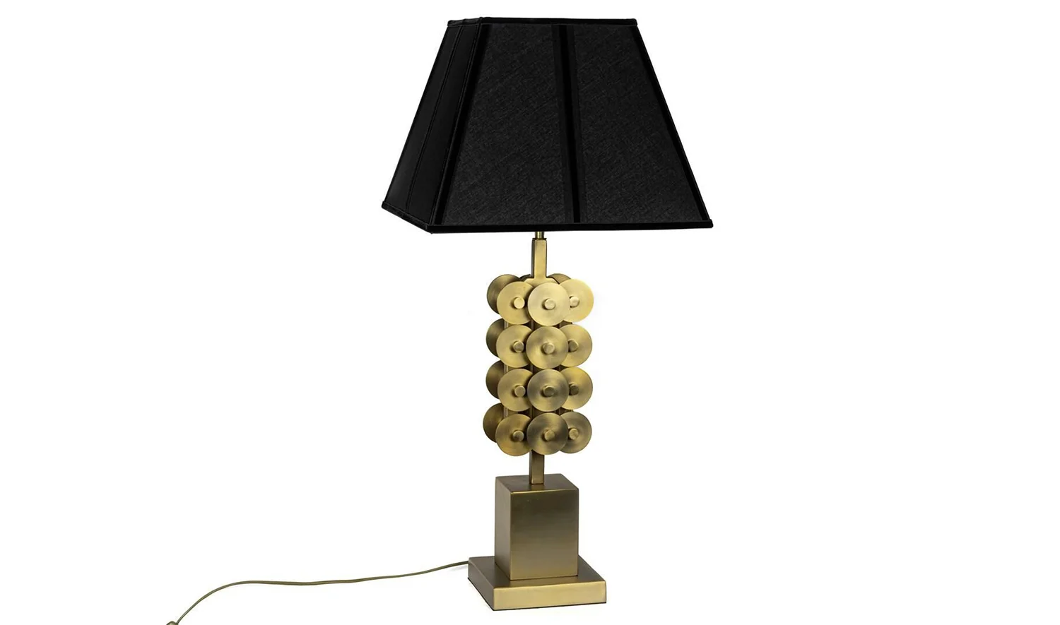 Siyah Şapkalı Gold Metal Halkalı Abajur