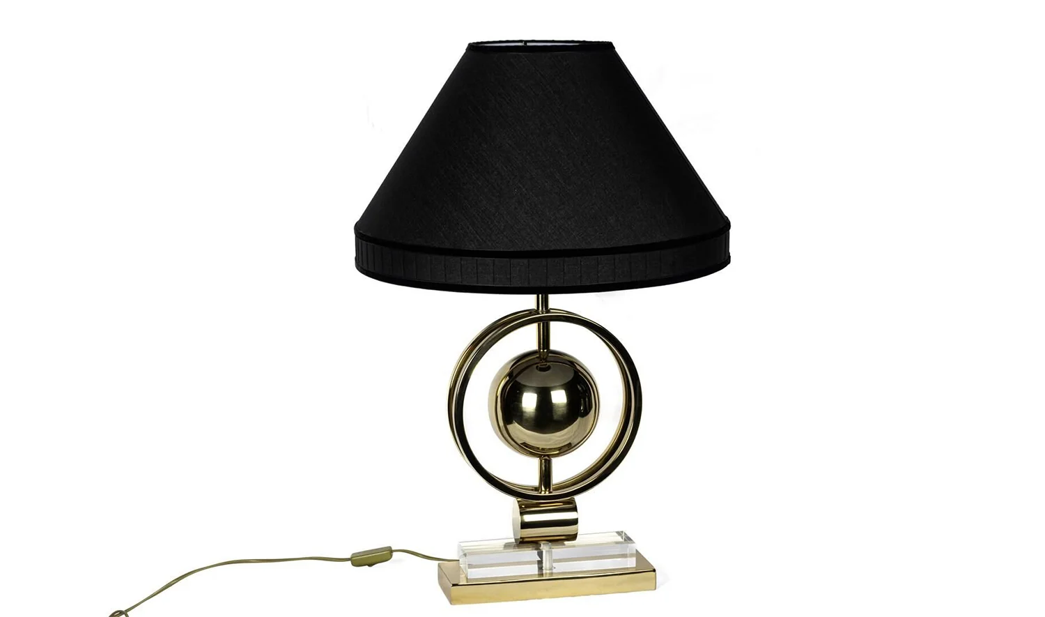 Siyah Şapkalı Shiny Gold Metal Abajur