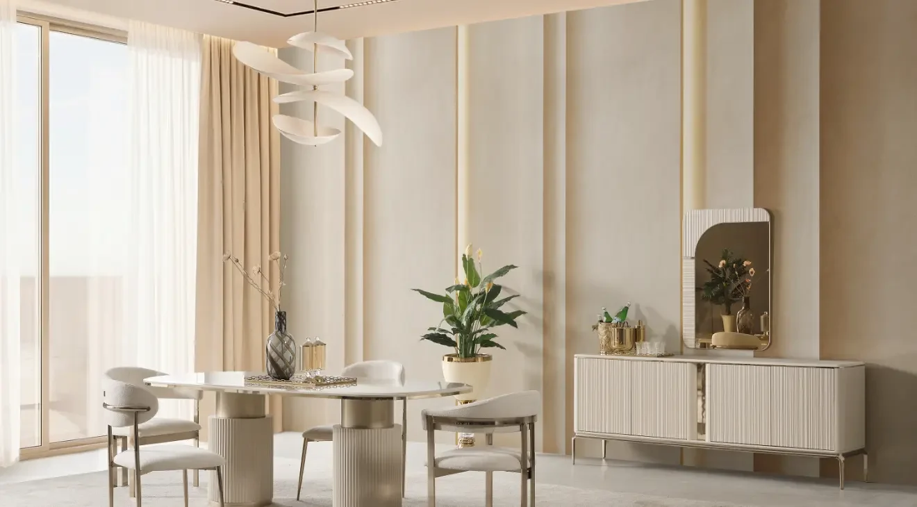 Solo Mermer Desenli Yemek Odası Takımı