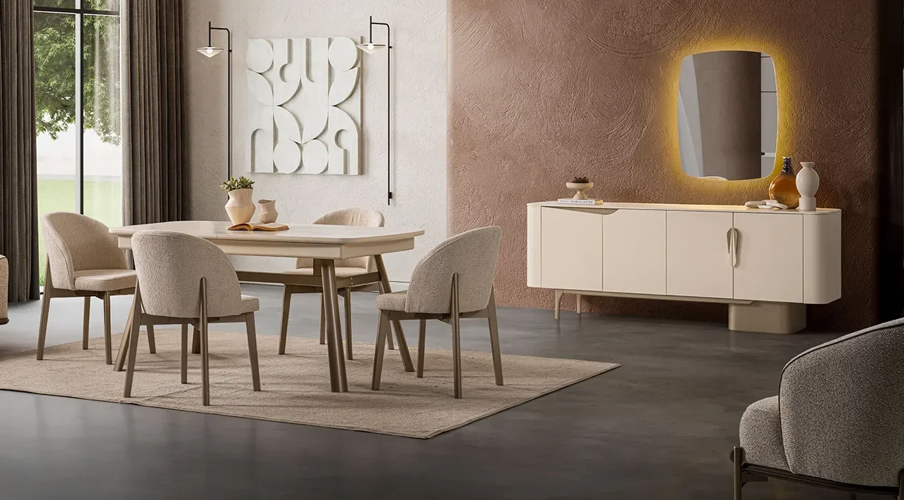 Stella Ahşap Ayaklı Yemek Odası Takımı