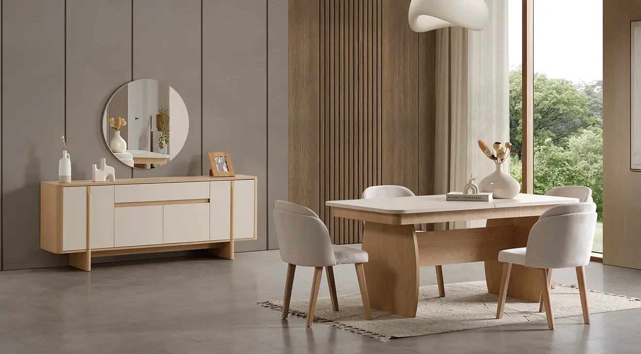 Stil Ahşap Ayaklı Yemek Odası Takımı