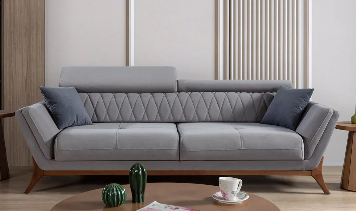 Stil Dreisitzer Sofa Grau
