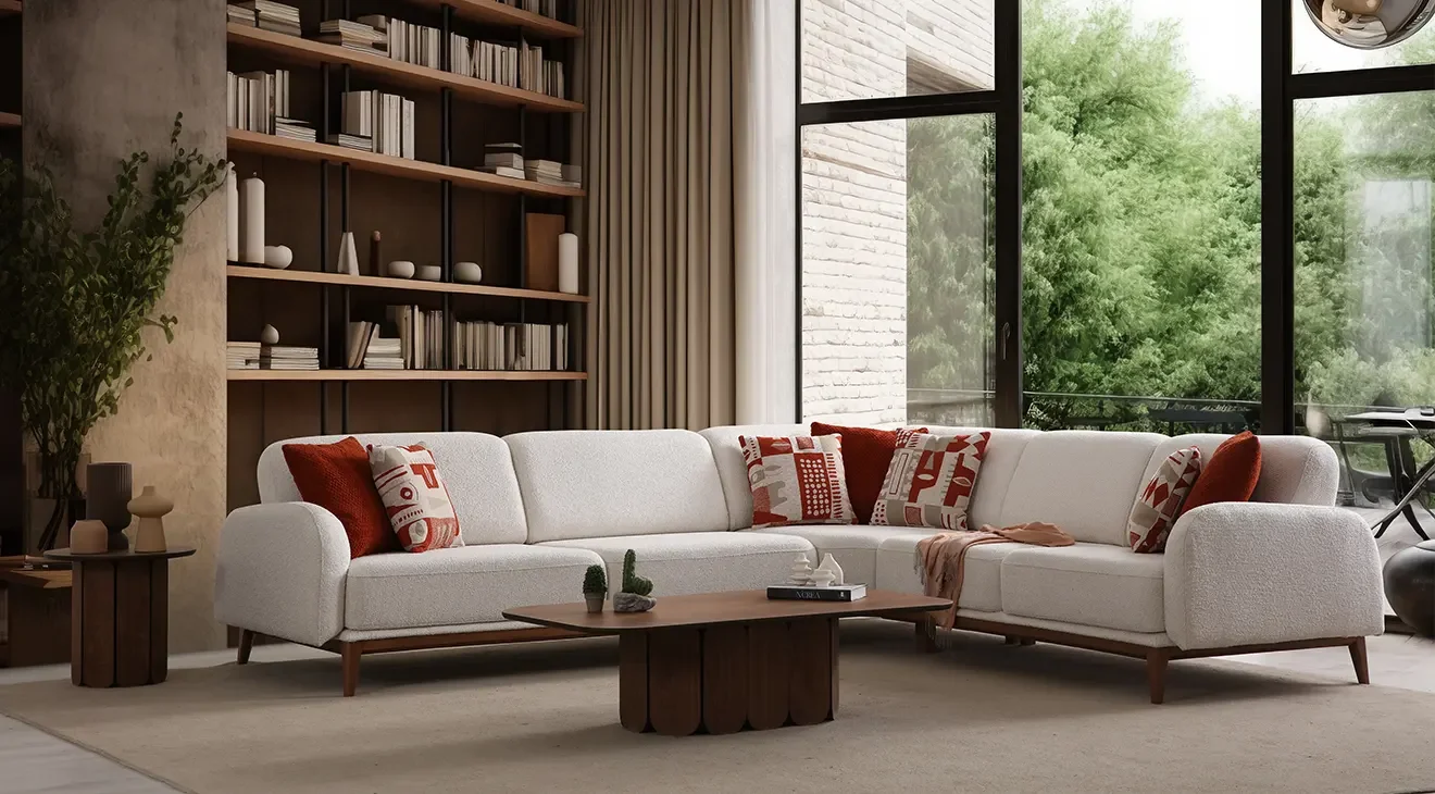 Tetra Ahşap Ayaklı Yataklı Köşe Koltuk Takımı