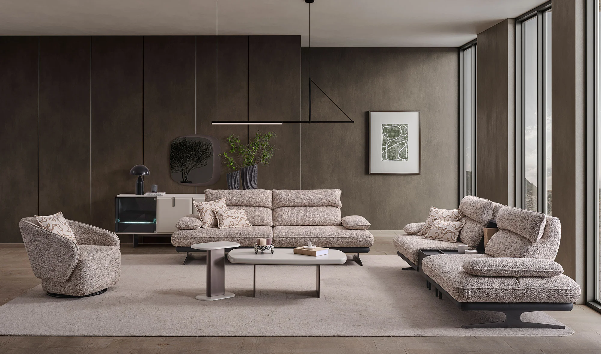 Üçlü Koltuk (iç sehpalı) + Üçlü Koltuk + Tekli Koltuk