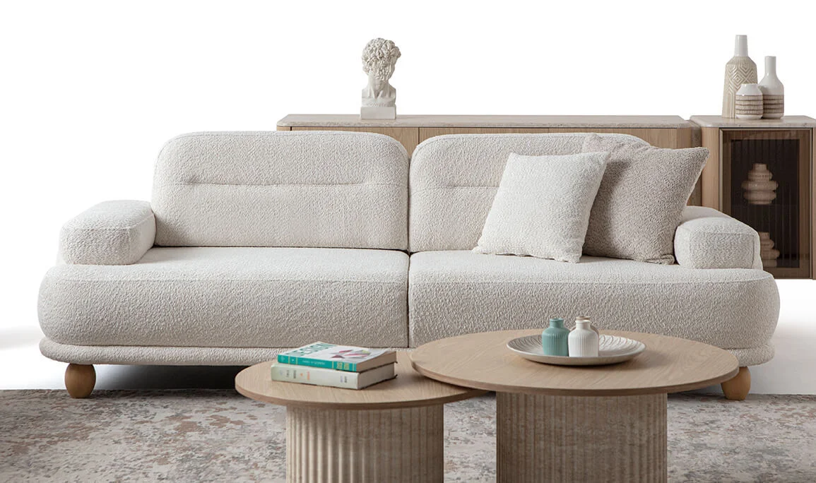 Tons Crem Drei-Sitzer-Sofa