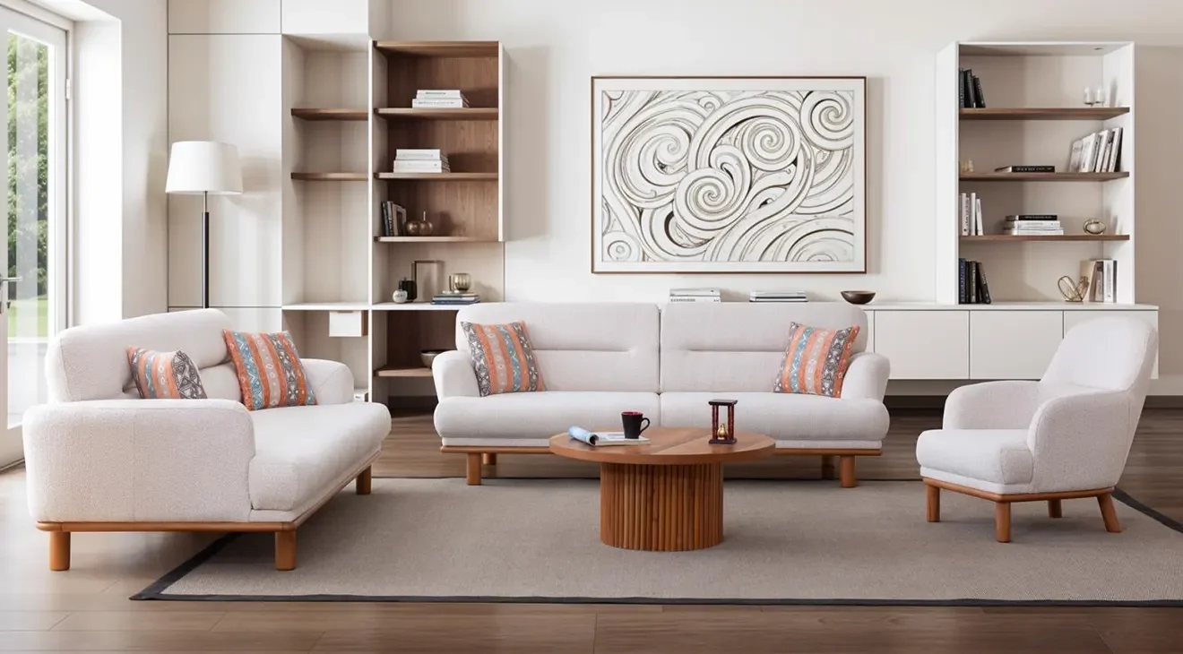 Valens Ahşap Ayaklı Yataklı Koltuk Takımı