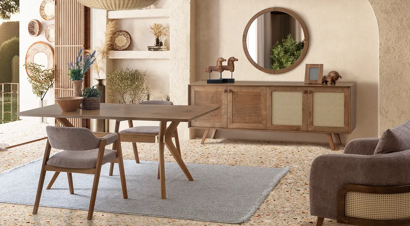 Valeria Ceviz Panjurlu Yemek Odası Takımı