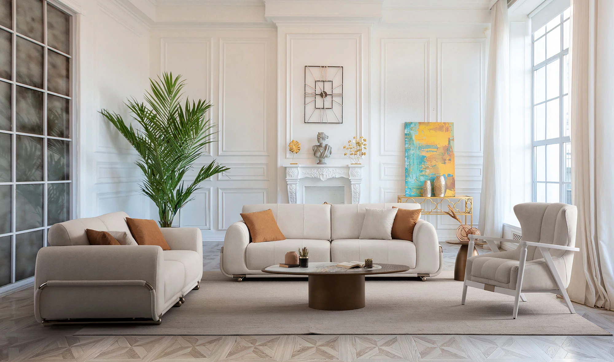 İki Üçlü Koltuk (yataklı) + Bir Tekli Koltuk