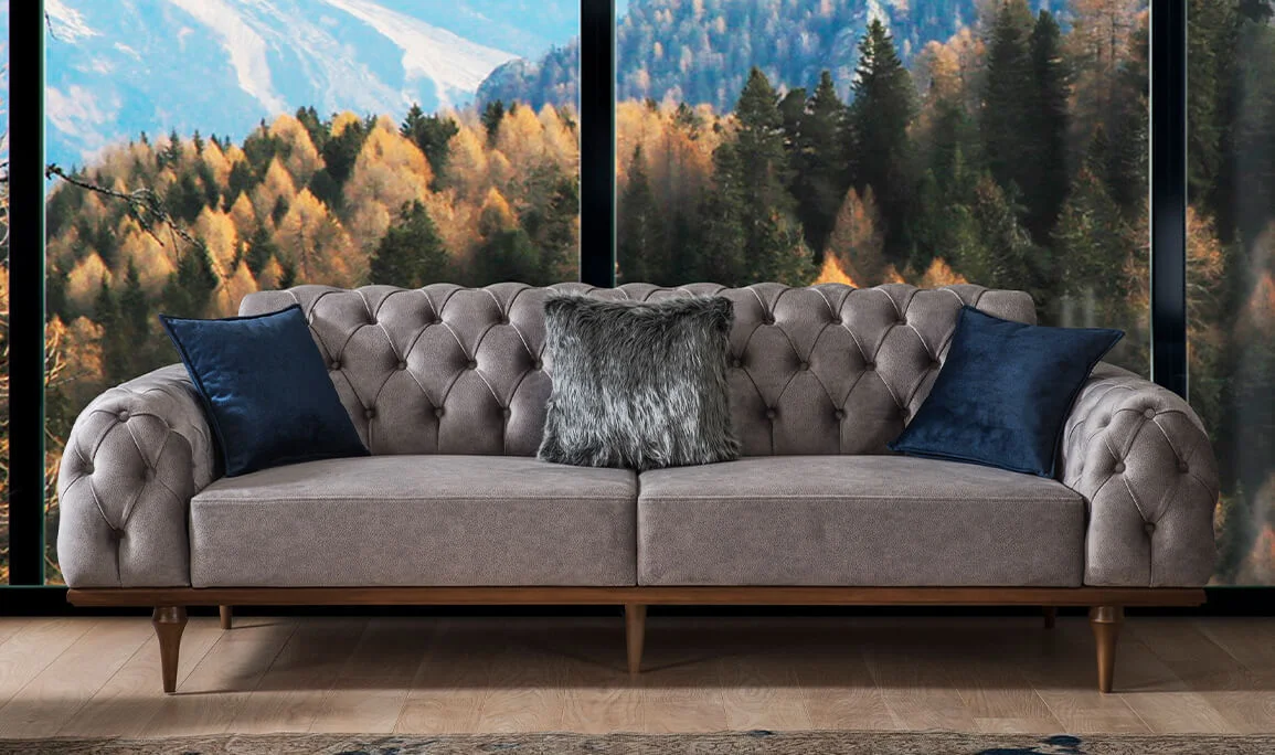 Valeria Three-Seater Sofa Chester Gray