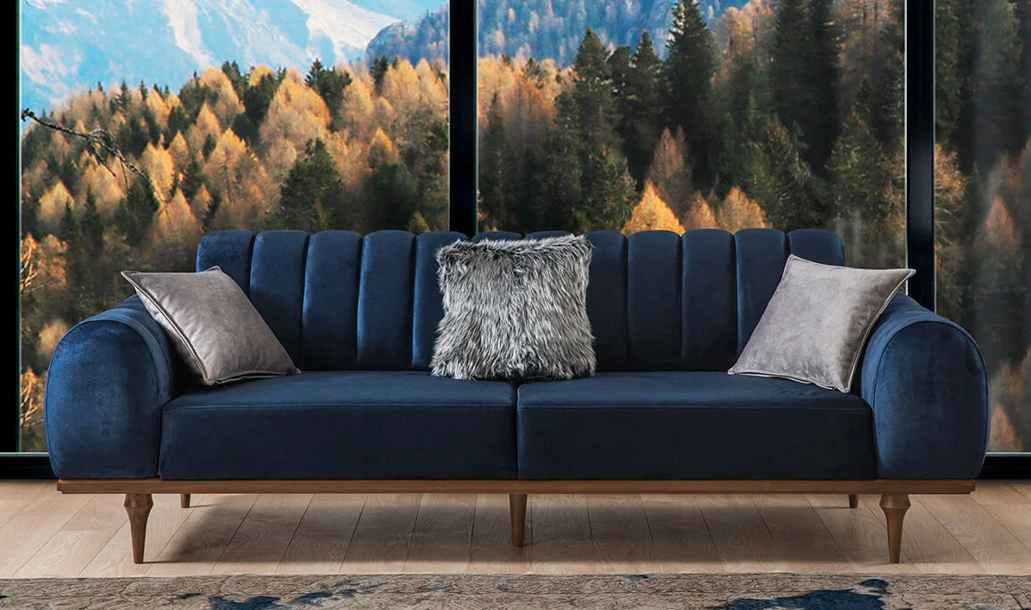 Valeria Three-Seat Sofa Navy Blue