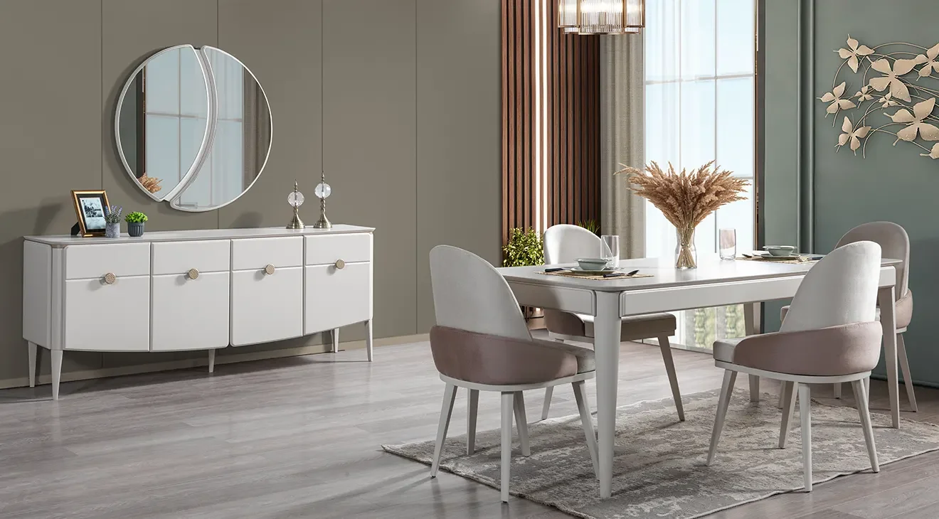 Vegas Ahşap Ayaklı Yemek Odası Takımı