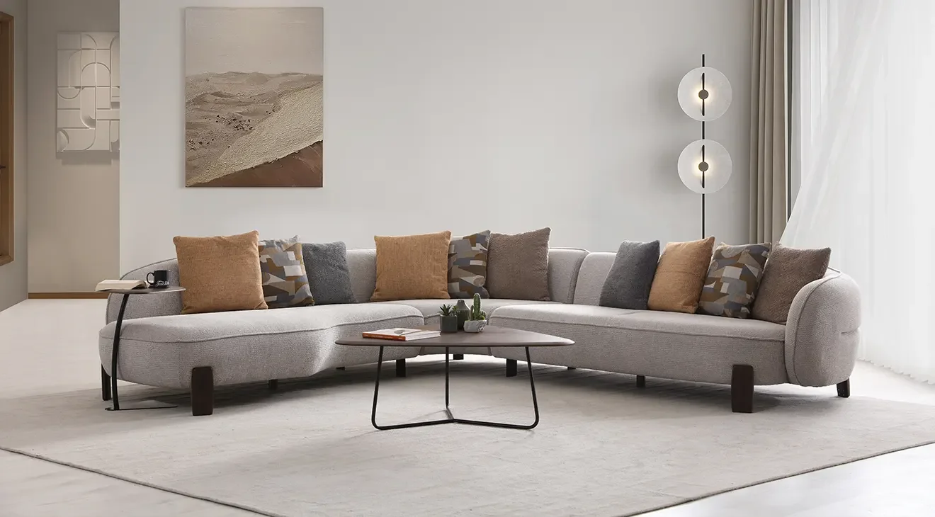 Venüs Ahşap Ayaklı Modern Köşe Koltuk Takımı