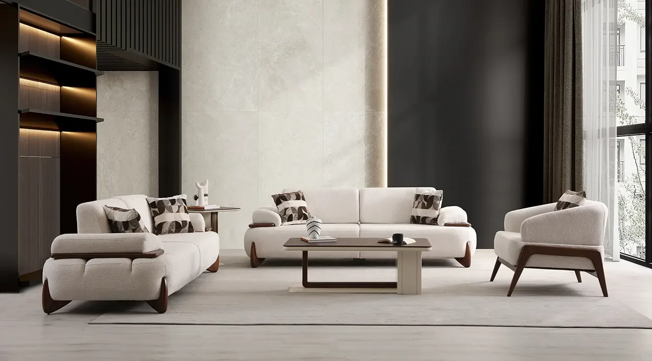 Vera Ahşap Ayaklı Yataklı Koltuk Takımı