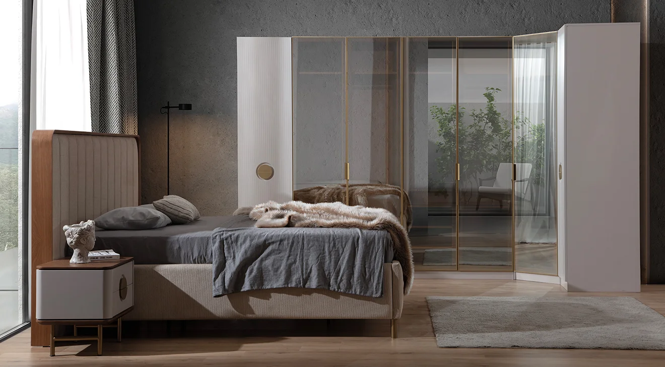 Viola Köşe Dolaplı Yatak Odası Takımı