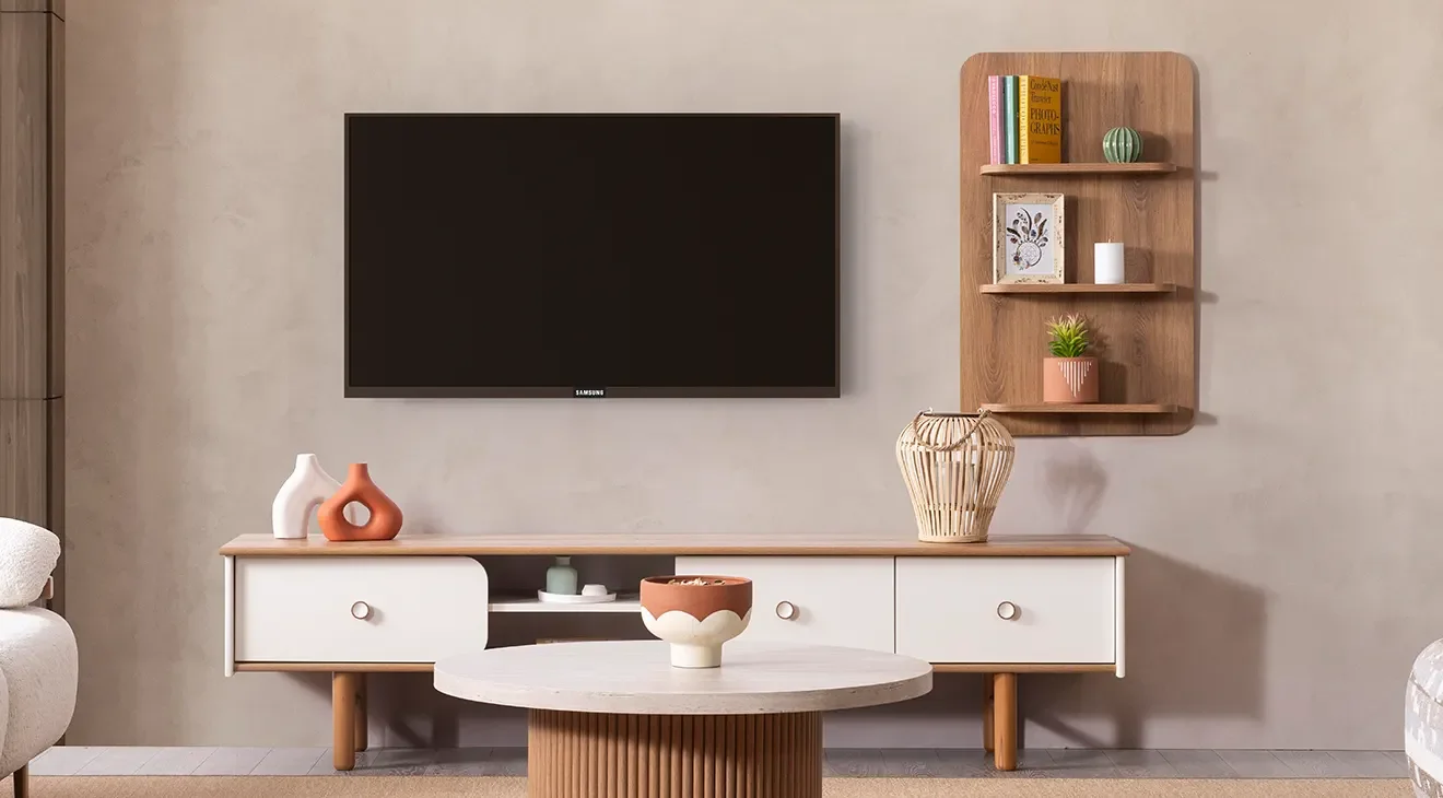 Virjin Ahşap Ayaklı Tv Ünitesi